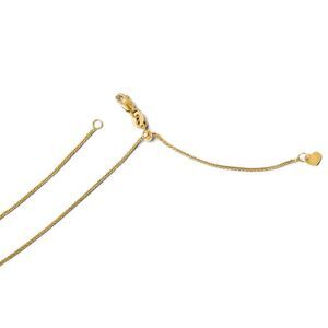 1mm 14k Yellow Gold Adjustable Solid Wheat Chain Necklace, 30 Inch